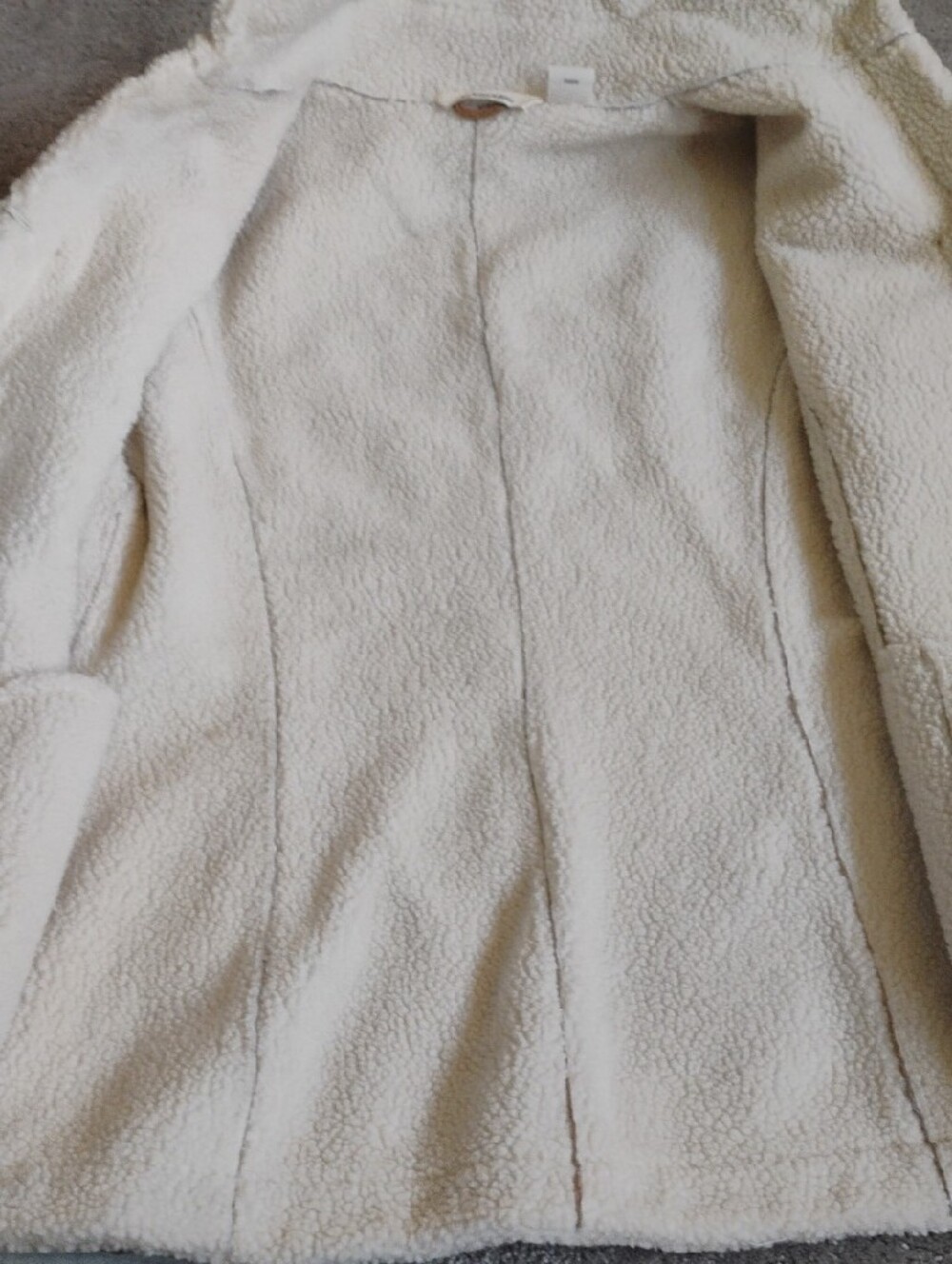 St. John's Bay Tan Suede Jacket with Cream Shearling & Pink Floral Embroidery - Picture 9 of 13